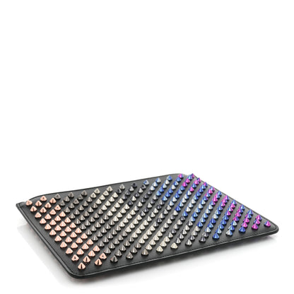 Christian Louboutin Calfskin Spiked Medium Pouch Black 4 of 10