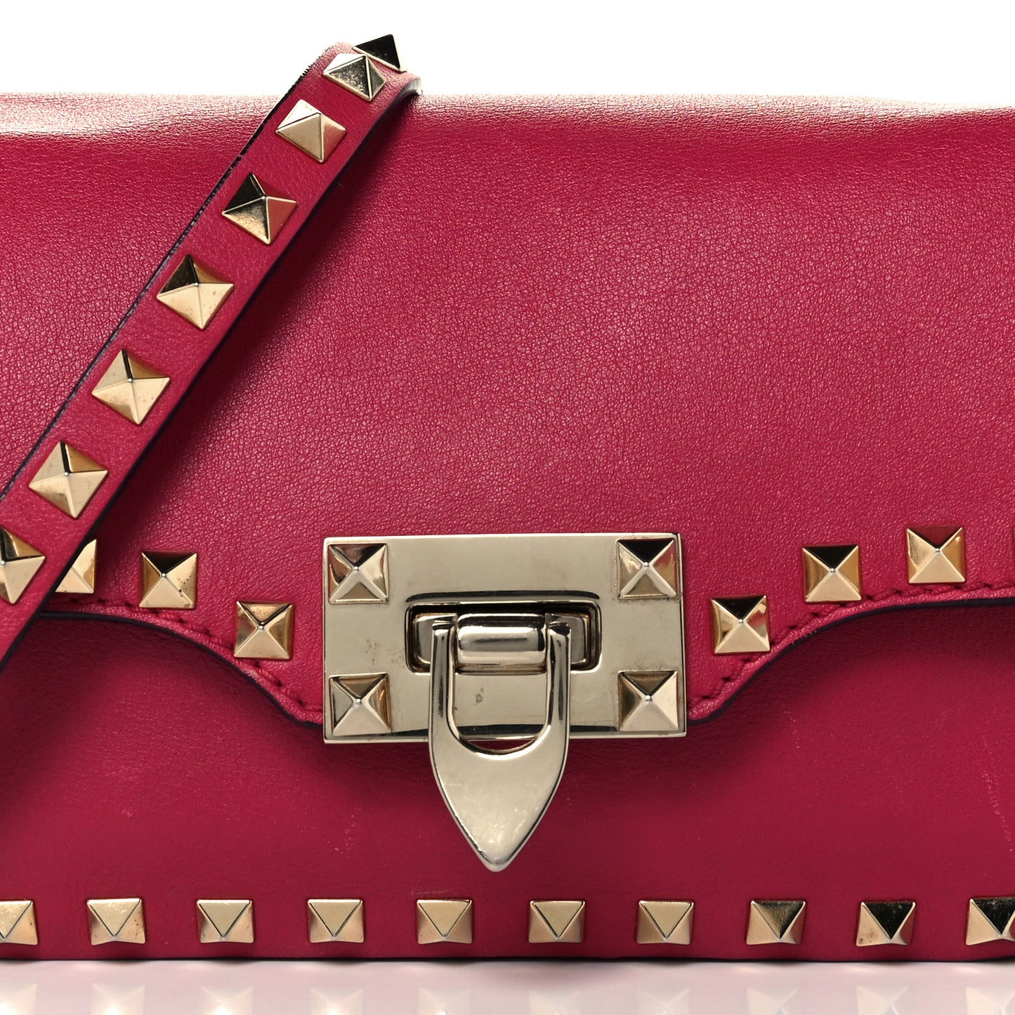 Vitello Mini Rockstud Flap Saddle Crossbody Bag Cyclamin