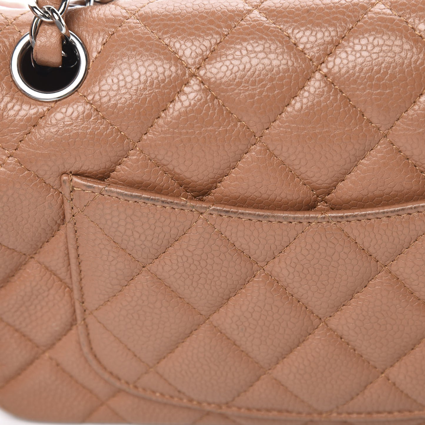 Caviar Quilted Mini Rectangular Flap Light Brown