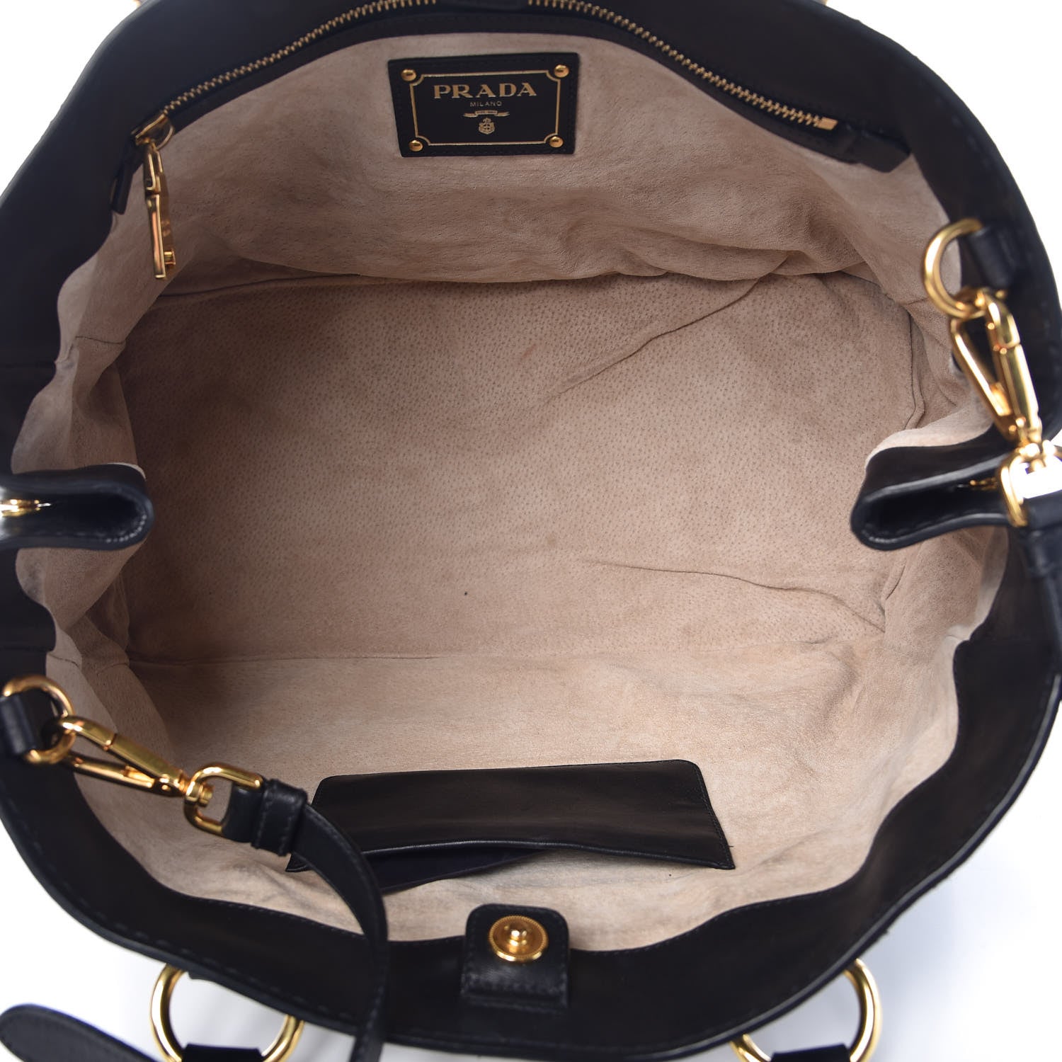 Prada Soft Calf Shopping Tote Black 6 of 10