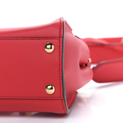 Fendi Vitello Seta Canvas FF Embroidered Mini Peekaboo Iconic Satchel Rosso Cardinale Multicolor 9 of 11
