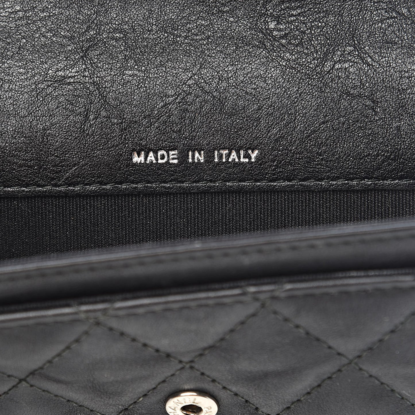 Crumpled Calfskin Quilted Flap Card Holder Wallet So Black
