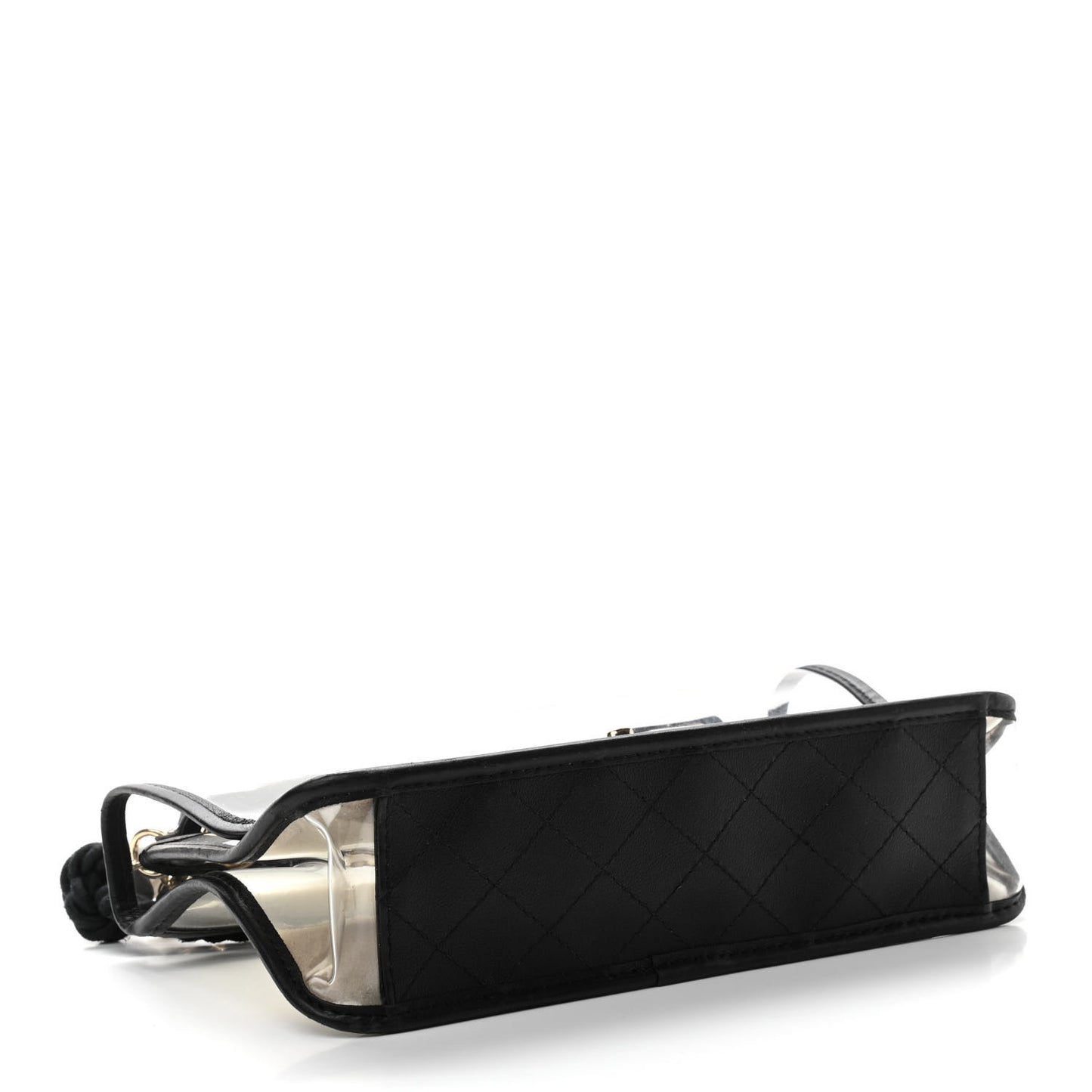 Lambskin PVC Sand By The Sea Flap With Pearl Strap Black