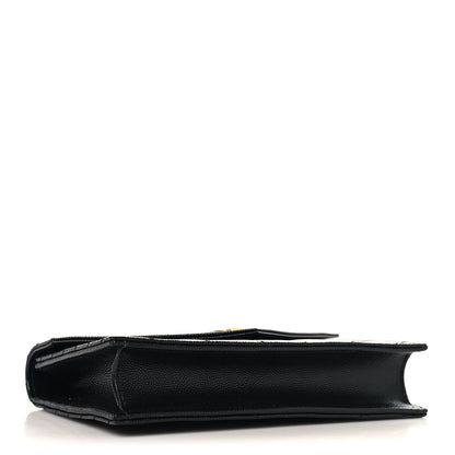 Saint Laurent Grain De Poudre Matelasse Chevron Monogram Envelope Chain Wallet Black 4 of 10