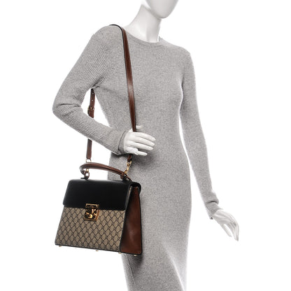 Gucci GG Supreme Monogram Calfskin Medium Padlock Top Handle Bag Beige Black Cuir 2 of 8