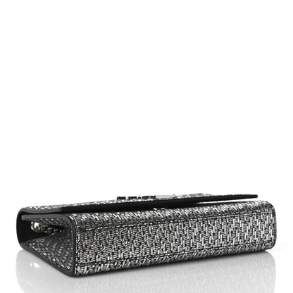 Saint Laurent Metallic Calfskin Chevron Small Monogram Kate Satchel Black Argento 4 of 9