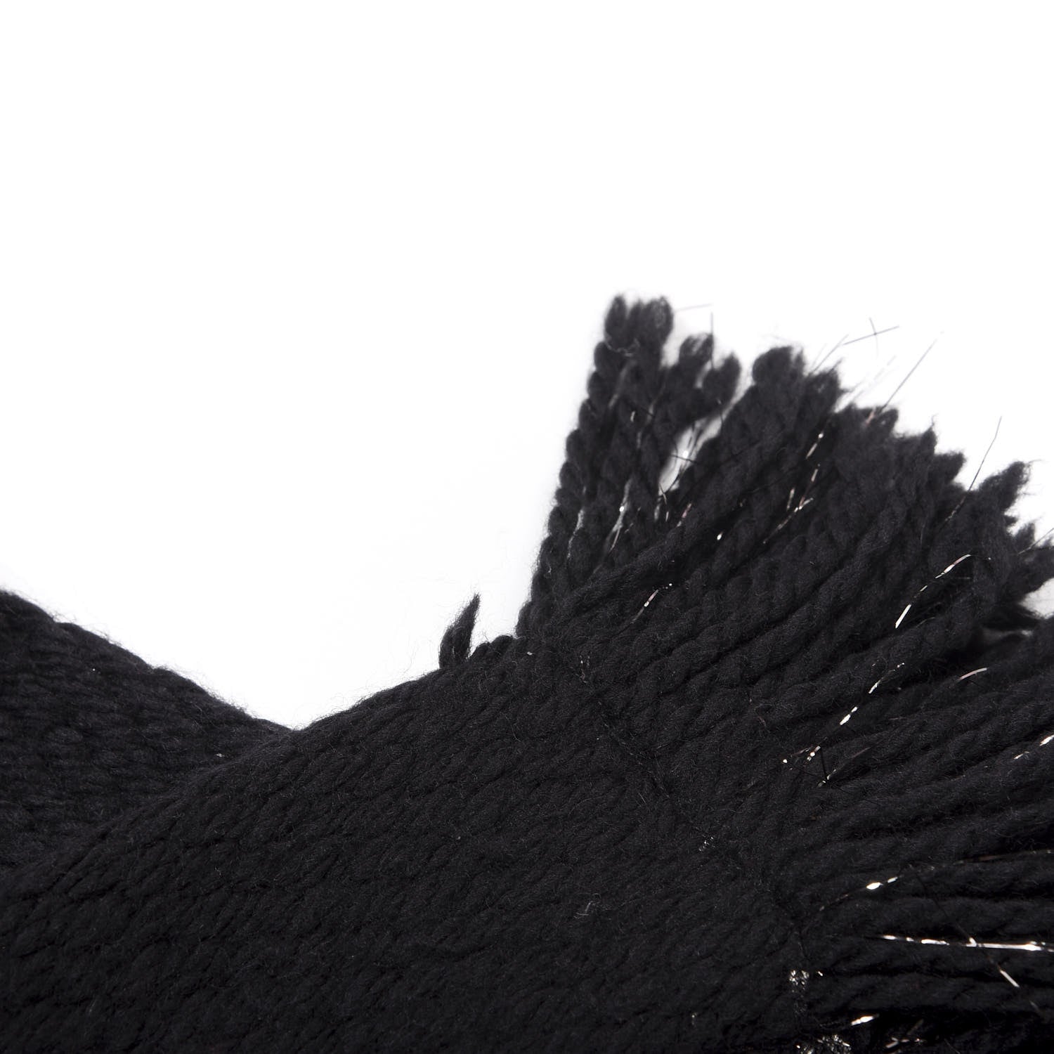 Burberry Metallic Check Knit Fringe Scarf Black 5 of 5