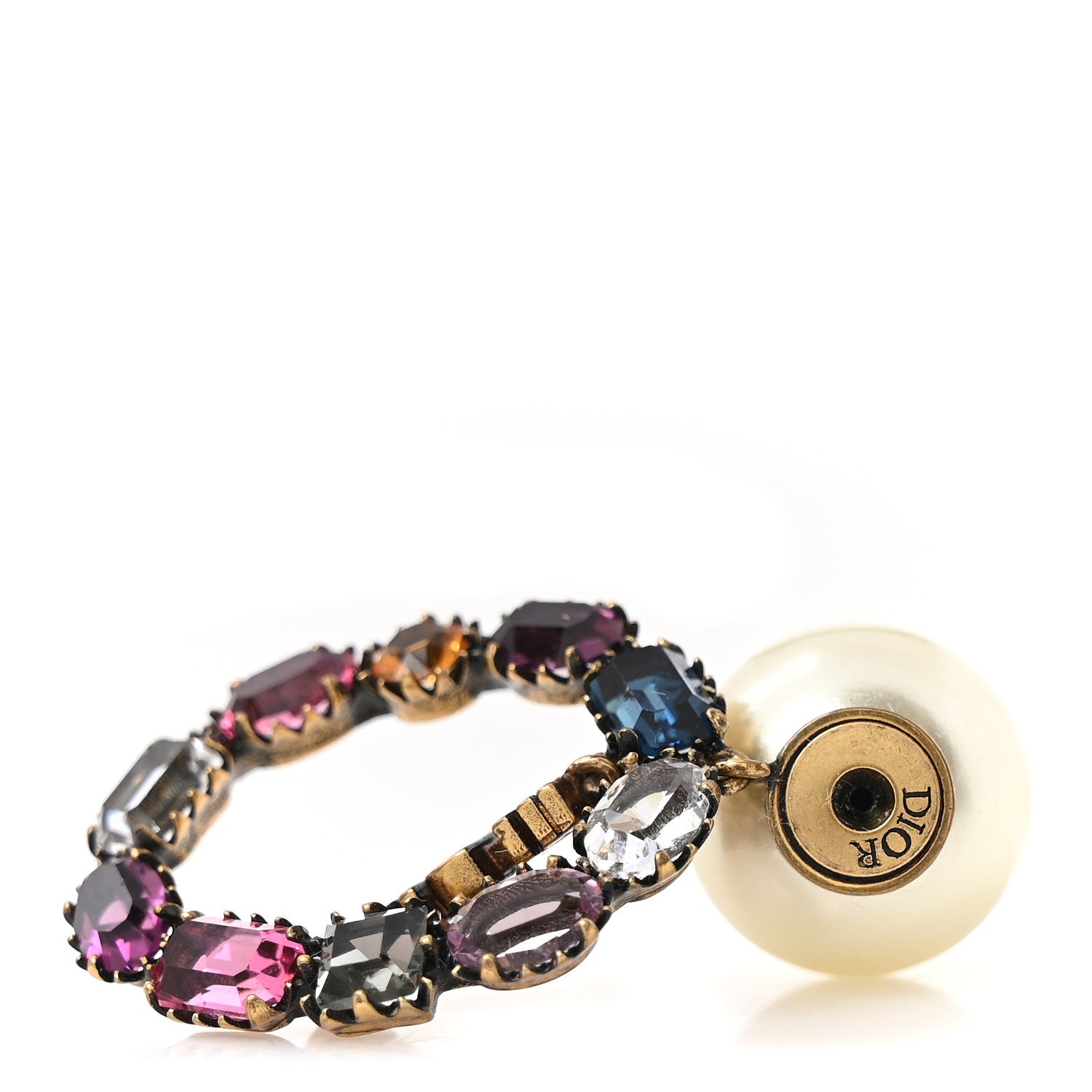 Christian Dior Pearl Crystal J'adior Tribal Earrings Gold Multicolor 4 of 4