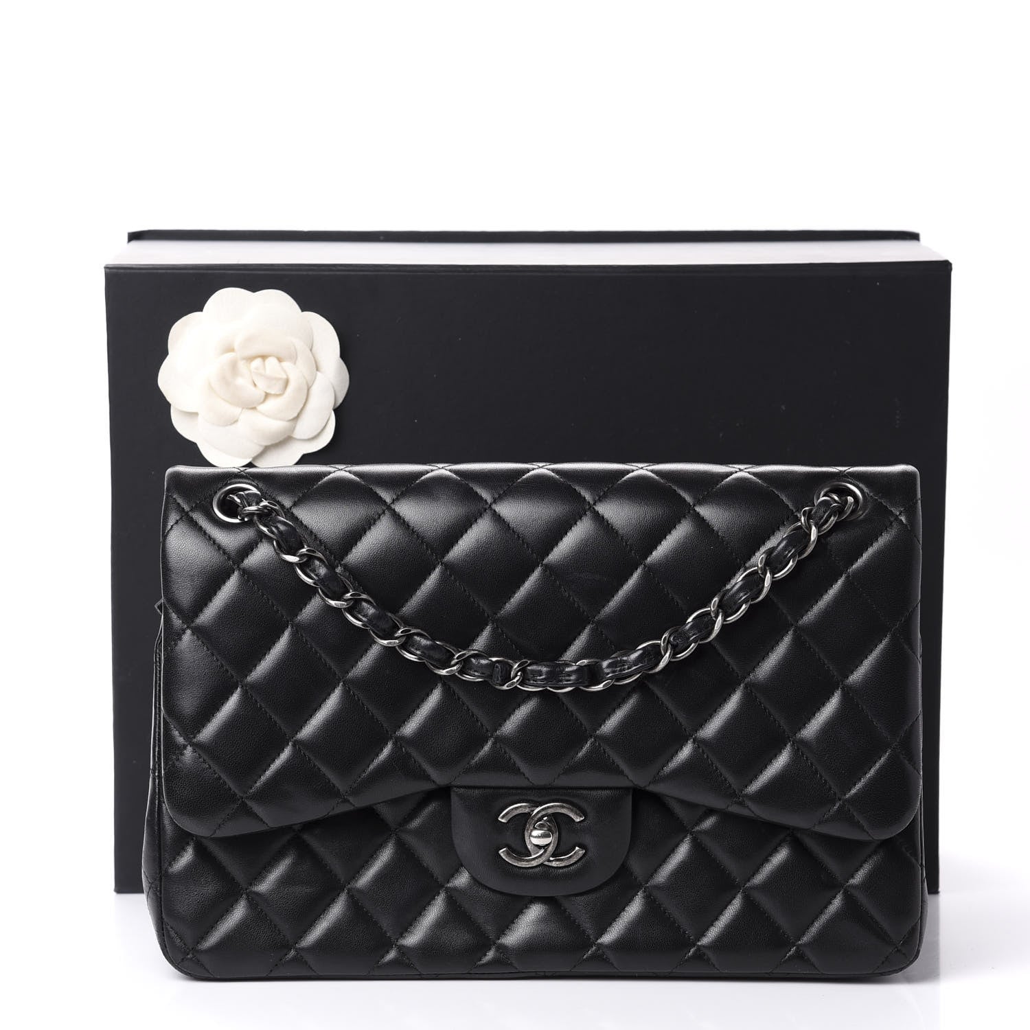 Chanel Lambskin Quilted Jumbo Double Flap Black 12 of 12