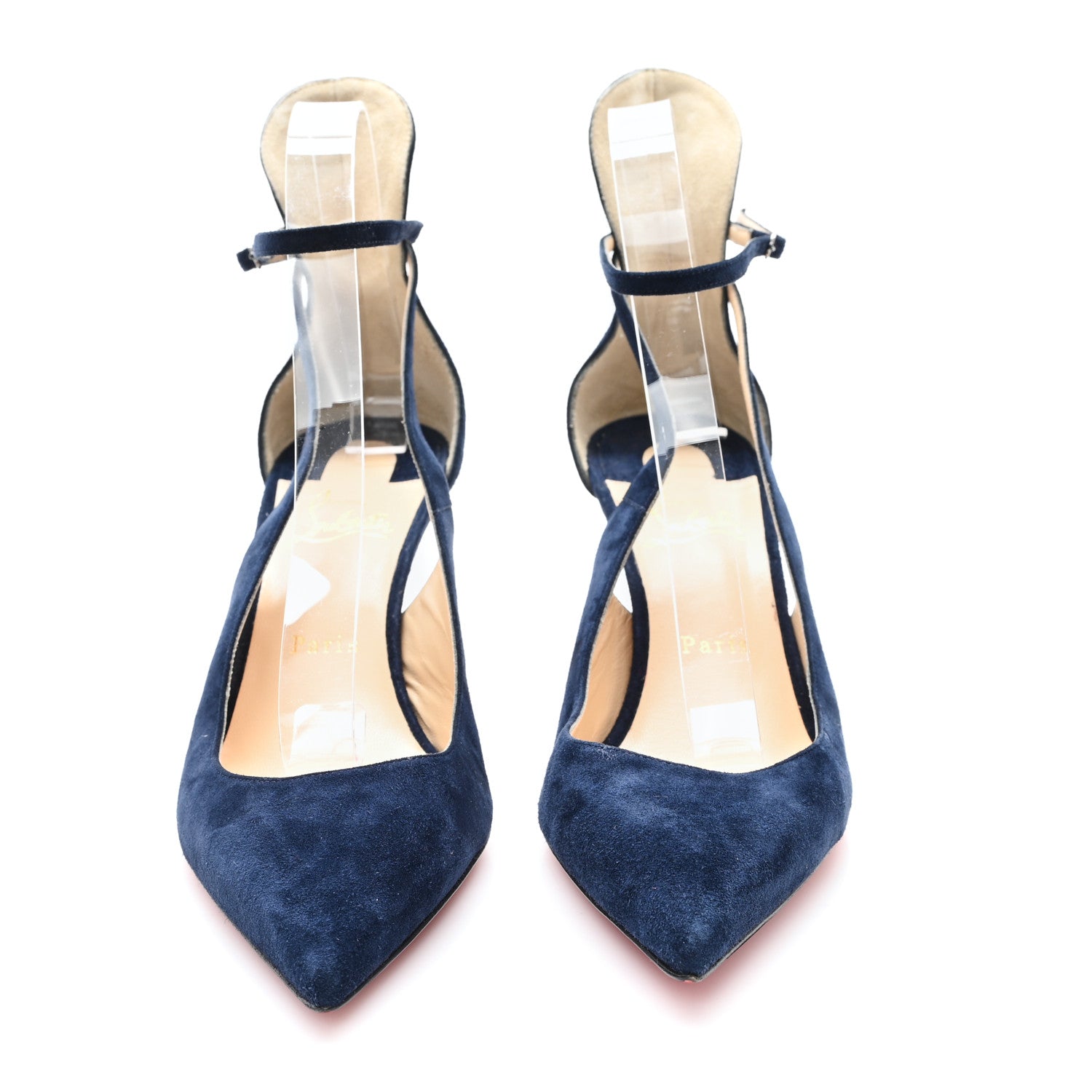 Christian Louboutin Veau Velours Perforated Victorilla 100 Pumps 40 Marine 3 of 8