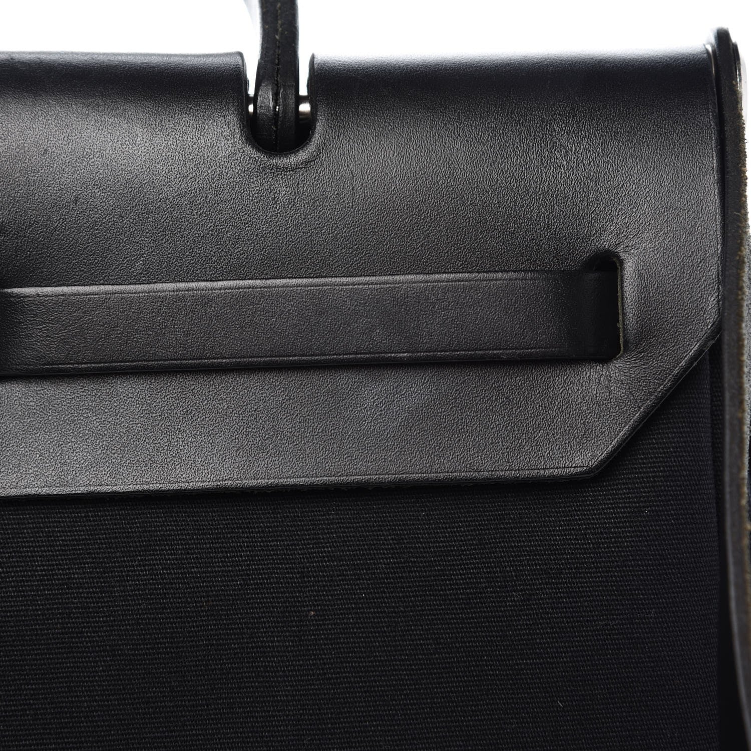 Hermes Toile Vache Calfskin Herbag 30 PM Black Natural 8 of 14