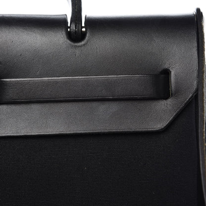 Hermes Toile Vache Calfskin Herbag 30 PM Black Natural 8 of 14