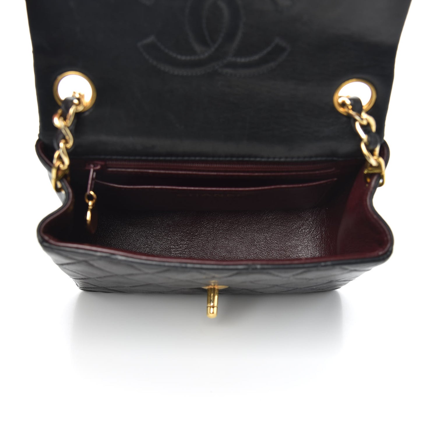 Lambskin Quilted Mini Square Flap Black