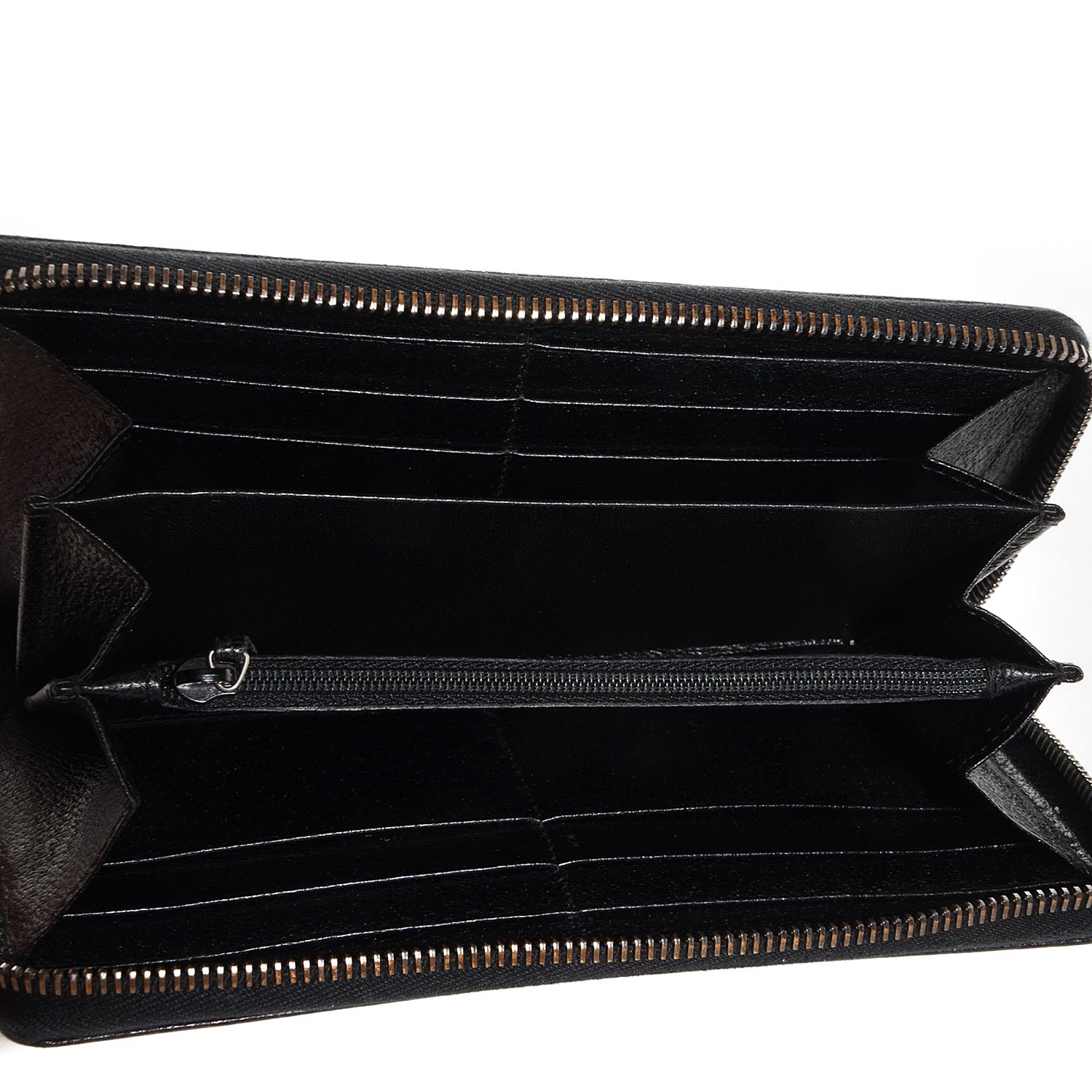 Gucci Monogram Metal Bar Zip Around Wallet Black 5 of 11