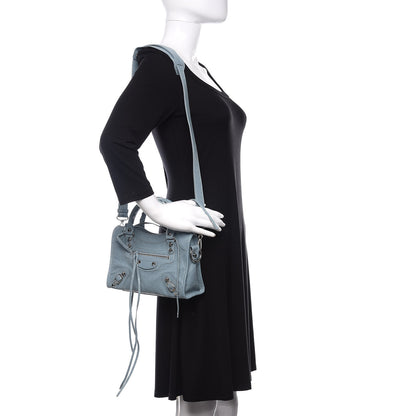 Balenciaga Agneau Classic Silver Hardware Mini City Bleu Gris 2 of 8