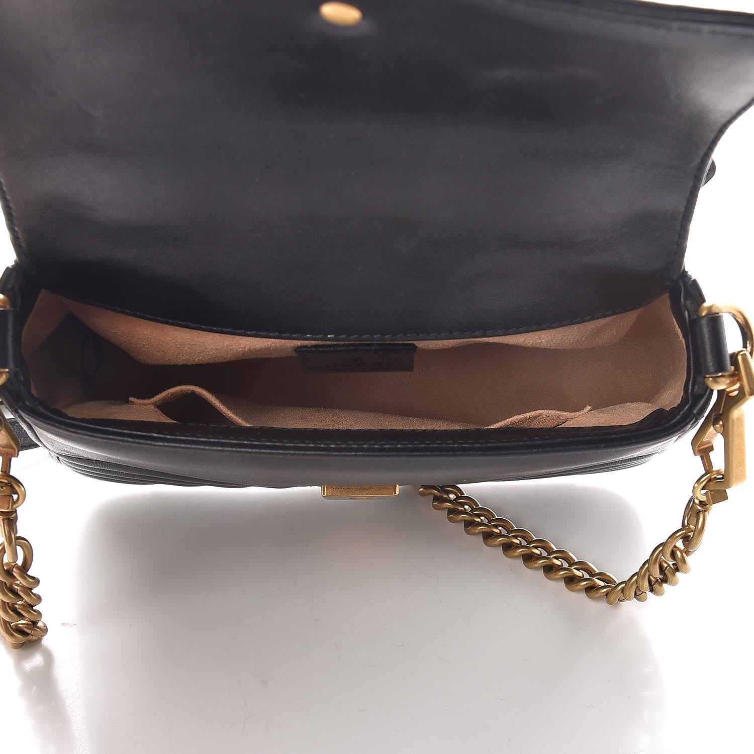 Gucci Calfskin Matelasse Mini GG Marmont Top Handle Shoulder Bag Black 5 of 11
