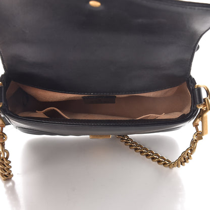 Gucci Calfskin Matelasse Mini GG Marmont Top Handle Shoulder Bag Black 5 of 11