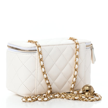 Chanel Lambskin Quilted Pearl Crush Small Vanity Case With Chain White 3 of 9
