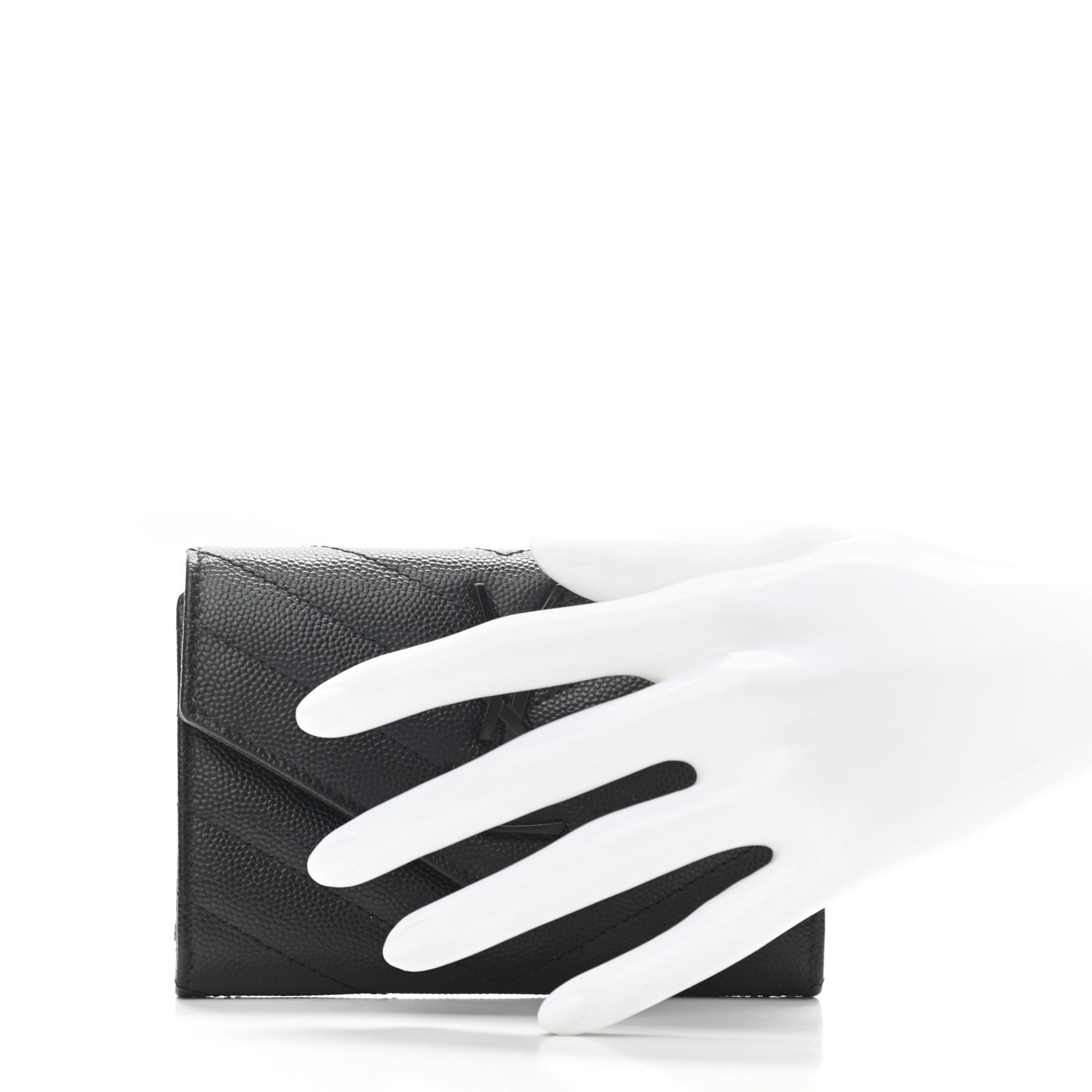 Grain De Poudre Matelasse Chevron Small Monogram Envelope Wallet Black