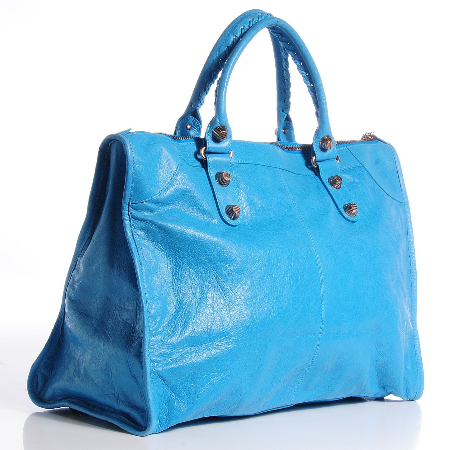 Agneau Giant 12 Rose Gold Hardware Weekender Bleu Paon