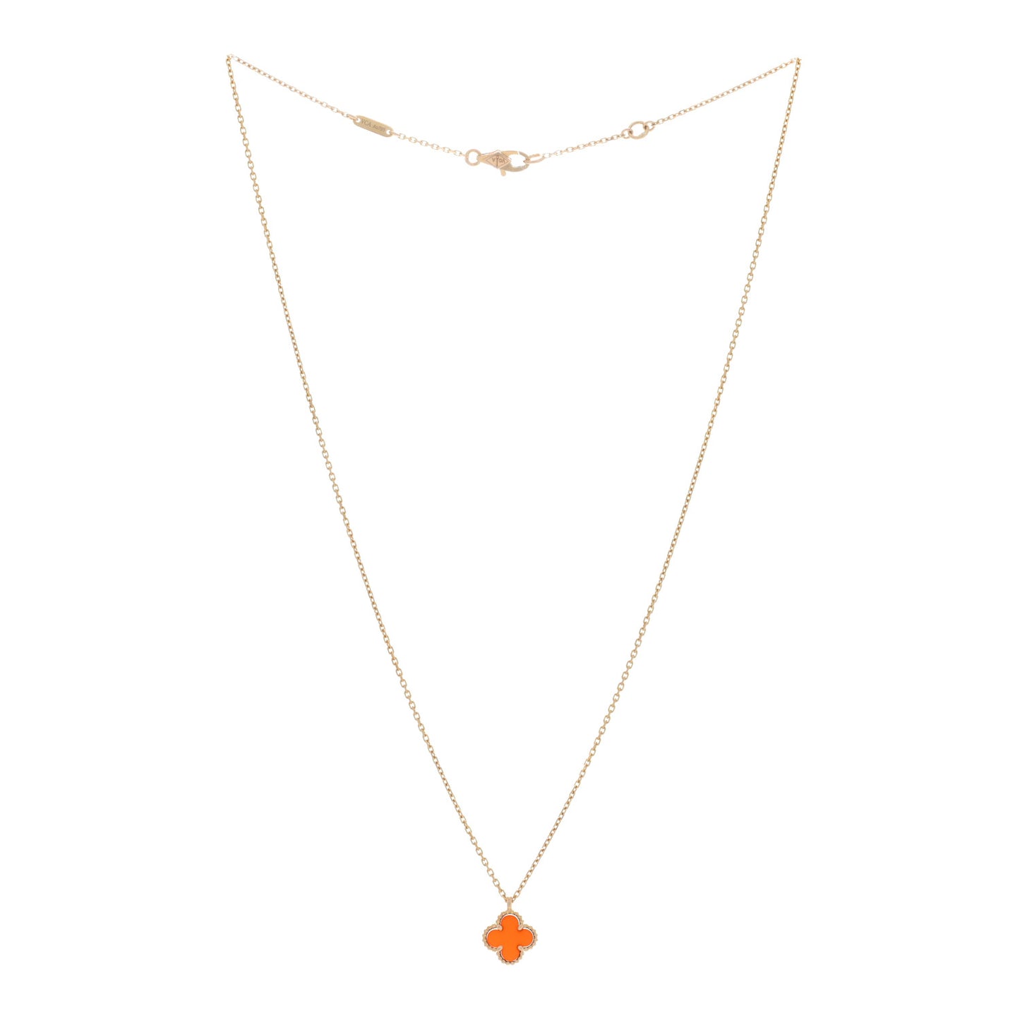 18K Rose Gold Carnelian Sweet Alhambra Pendant Necklace