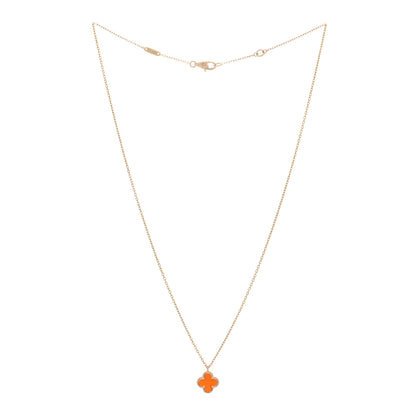 Van Cleef & Arpels 18K Rose Gold Carnelian Sweet Alhambra Pendant Necklace 2 of 5