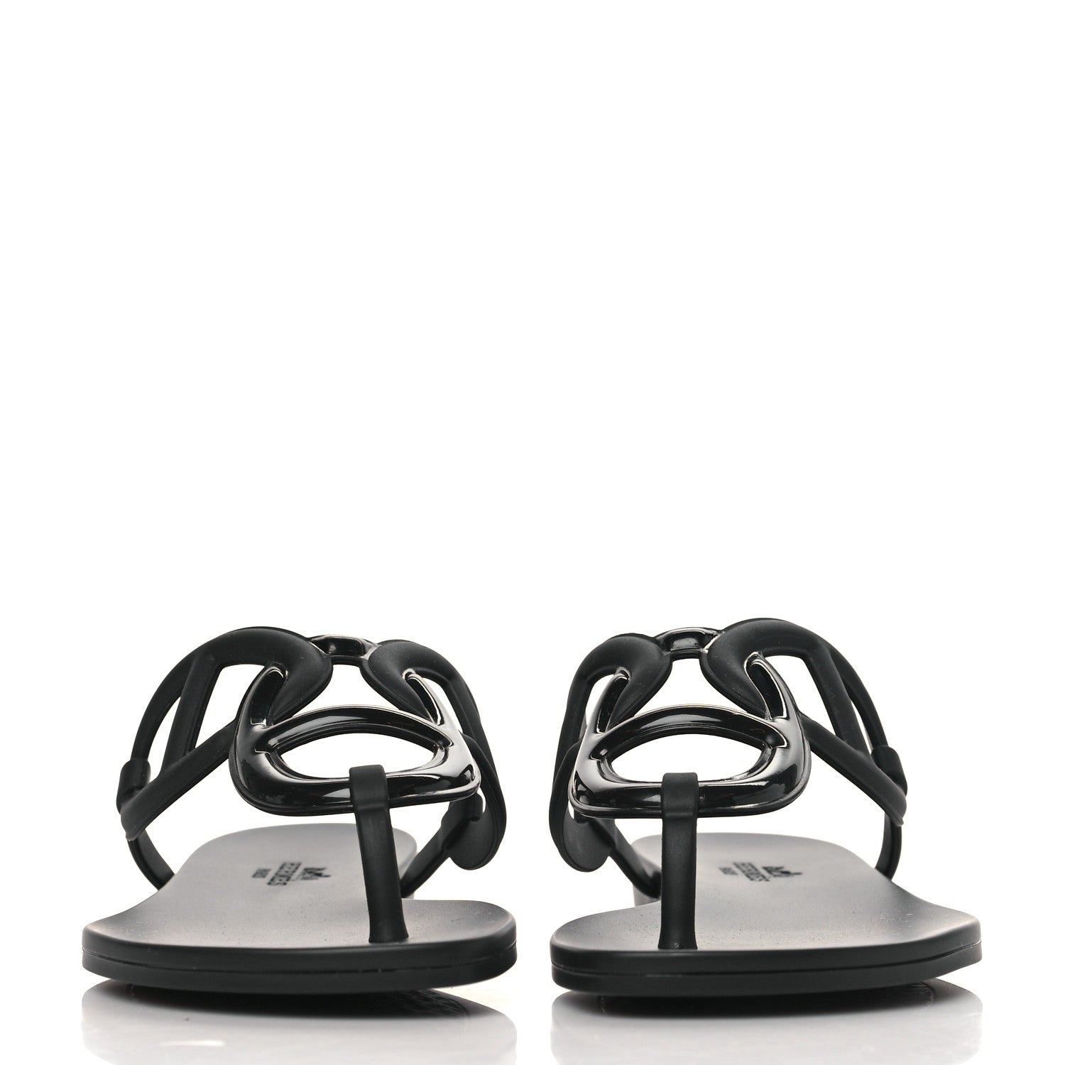 Hermes Rubber Womens Egerie Sandals 36 Black 3 of 8