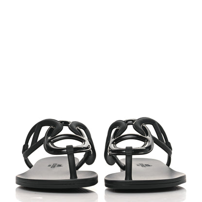 Hermes Rubber Womens Egerie Sandals 36 Black 3 of 8