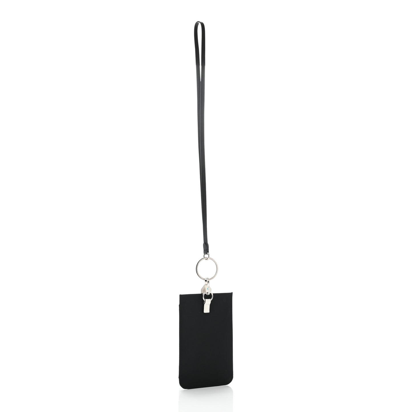 Canvas Logo Neck Strap Card Holder Black White
