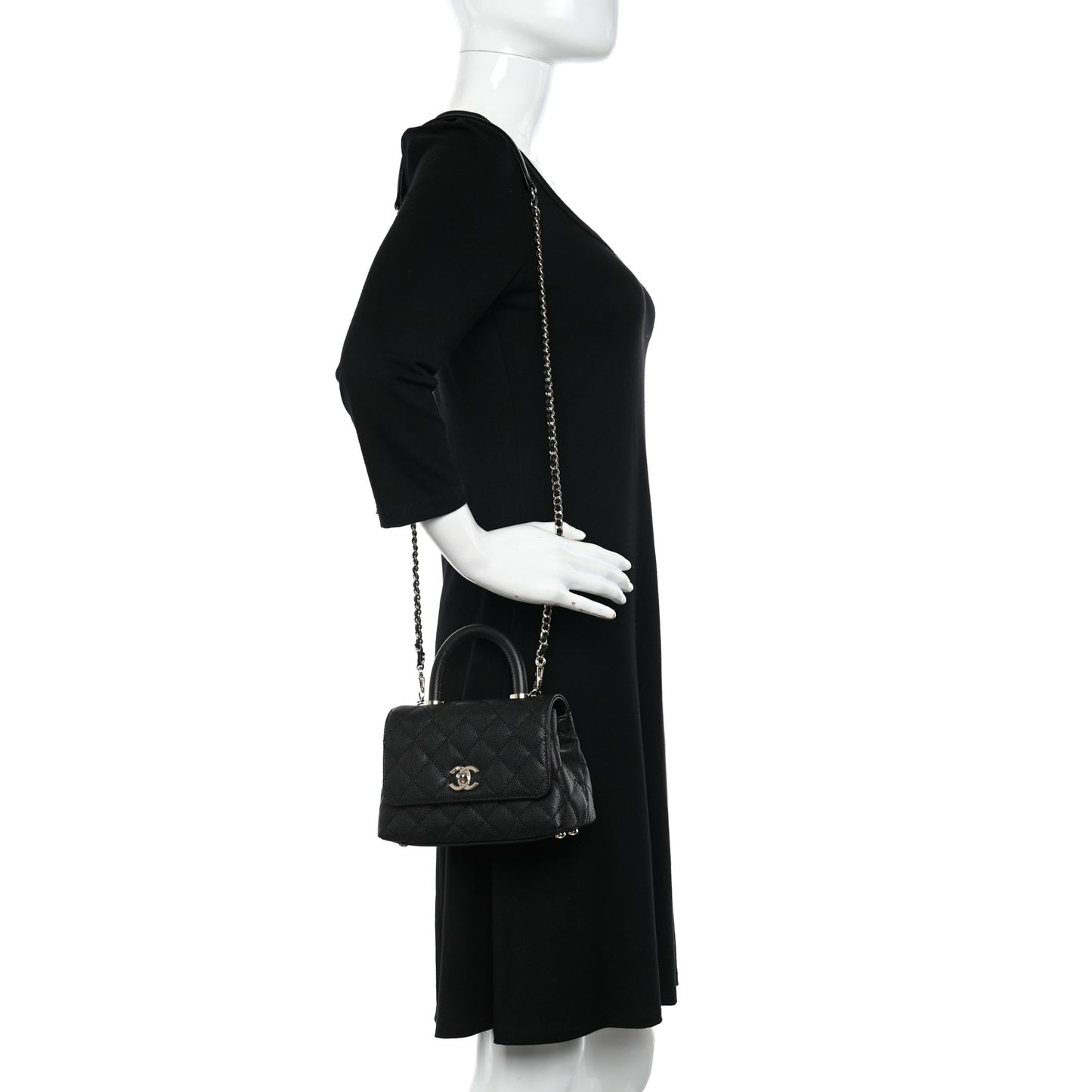 Caviar Quilted Extra Mini Coco Handle Flap Black