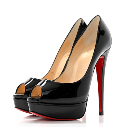 Christian Louboutin Patent Lady Peep 150 Pumps 36.5 Black 3 of 10