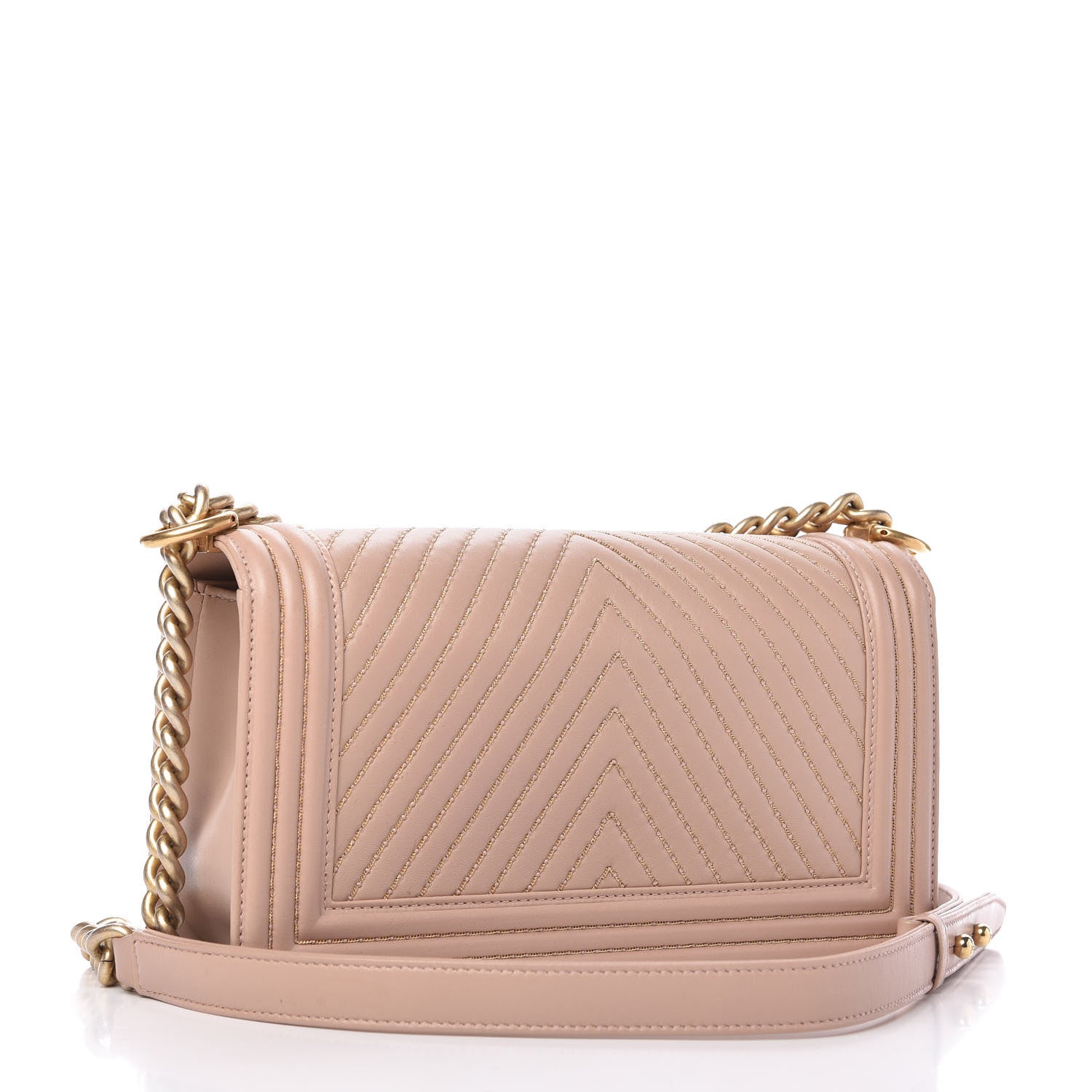Chanel Lambskin Chevron Chain Stitched Medium Boy Flap Nude 3 of 11