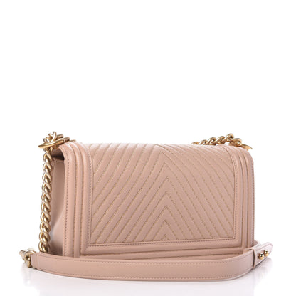 Chanel Lambskin Chevron Chain Stitched Medium Boy Flap Nude 3 of 11
