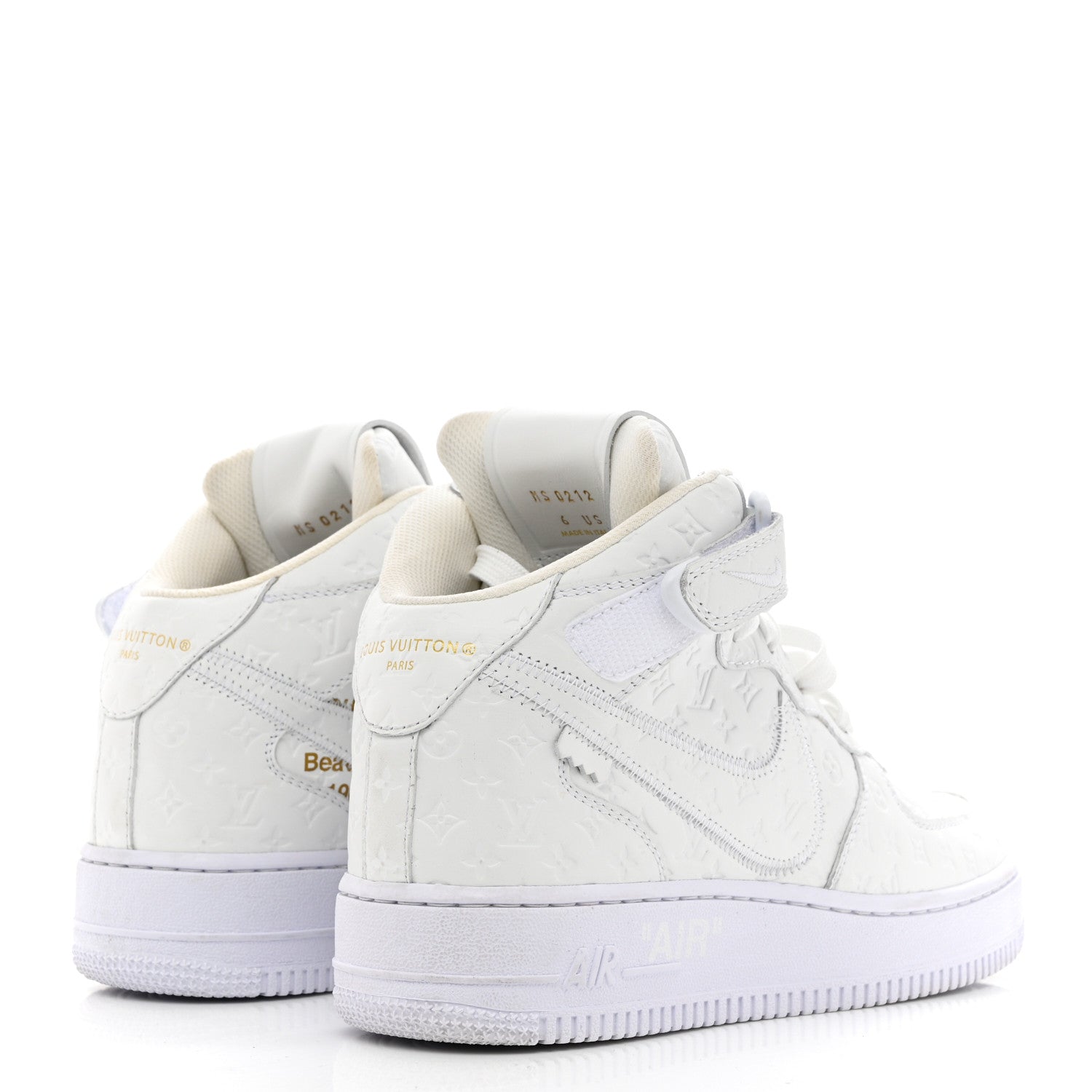 Louis Vuitton X NIKE AIR FORCE 1 Calfskin Monogram Mens Mid Sneakers 6 White 4 of 12