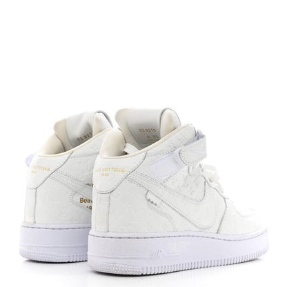 Louis Vuitton X NIKE AIR FORCE 1 Calfskin Monogram Mens Mid Sneakers 6 White 4 of 12