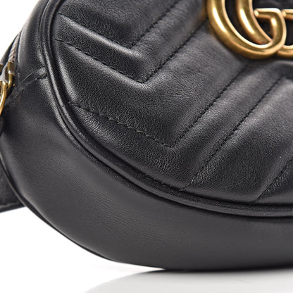 Gucci Calfskin Matelasse GG Marmont Belt Bag 75 30 Black 10 of 12