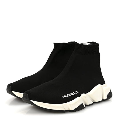 Balenciaga Neoprene Knit Womens Speed Sneakers 38 Black White 4 of 9