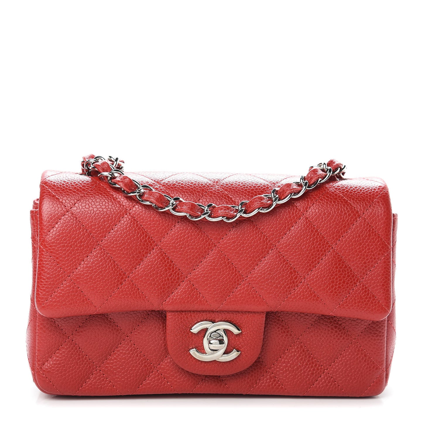 Caviar Quilted Mini Rectangular Flap Red