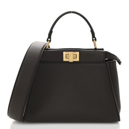 Fendi Vitello Seta Suede FF Mini Peekaboo Iconic Satchel Chocolate Sigaro Marrone 1 of 10