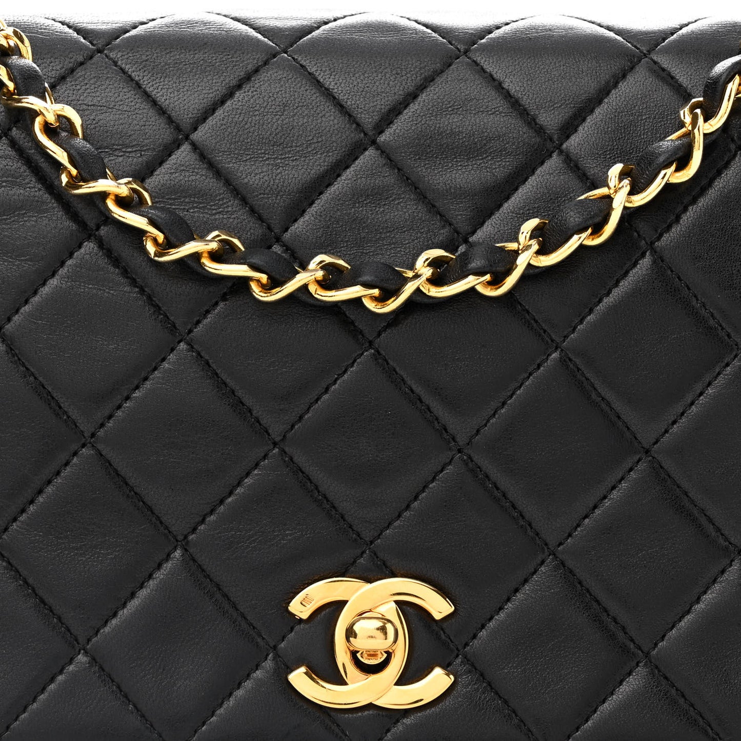 Lambskin Quilted Small Single Flap Black