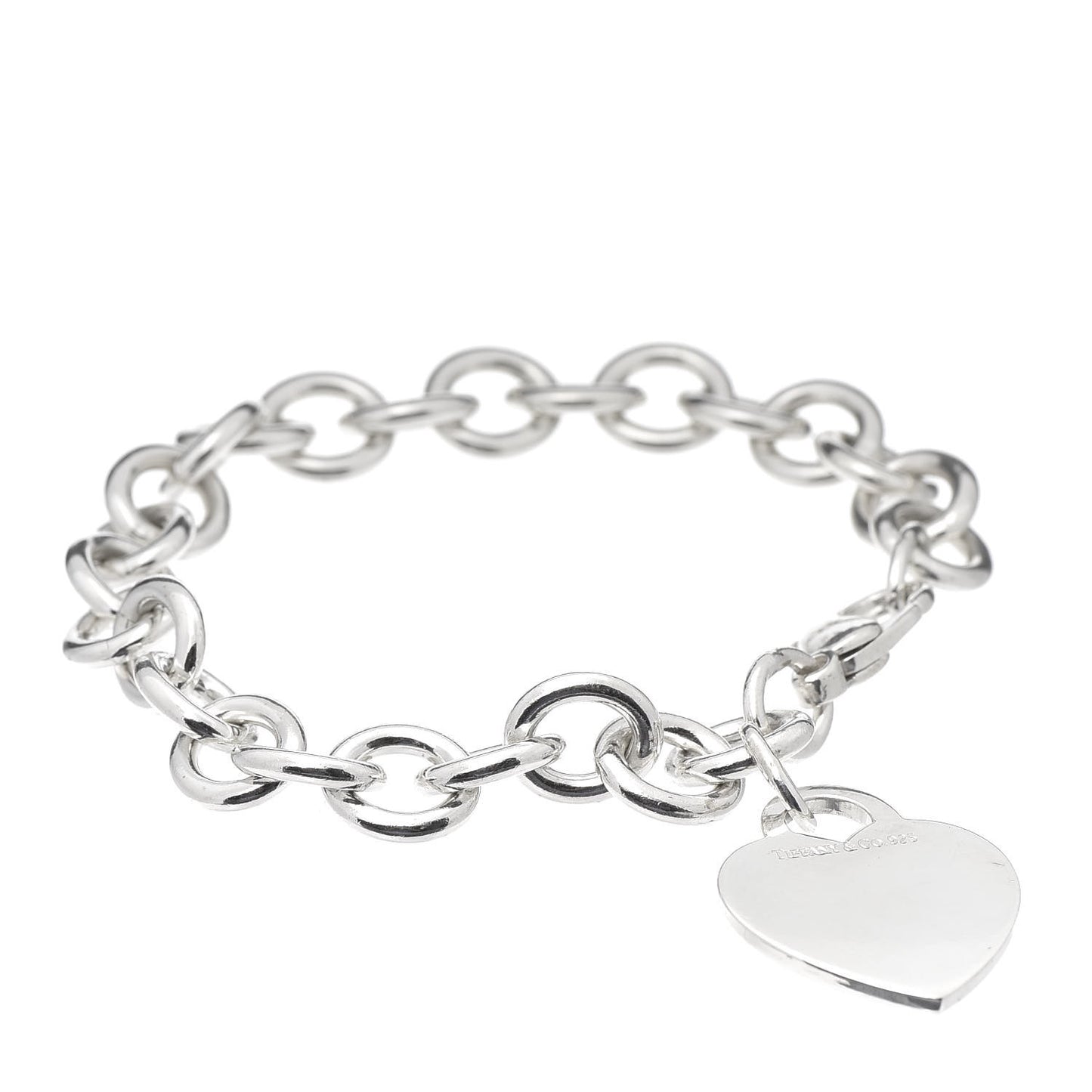 Sterling Silver Heart Tag Charm Bracelet