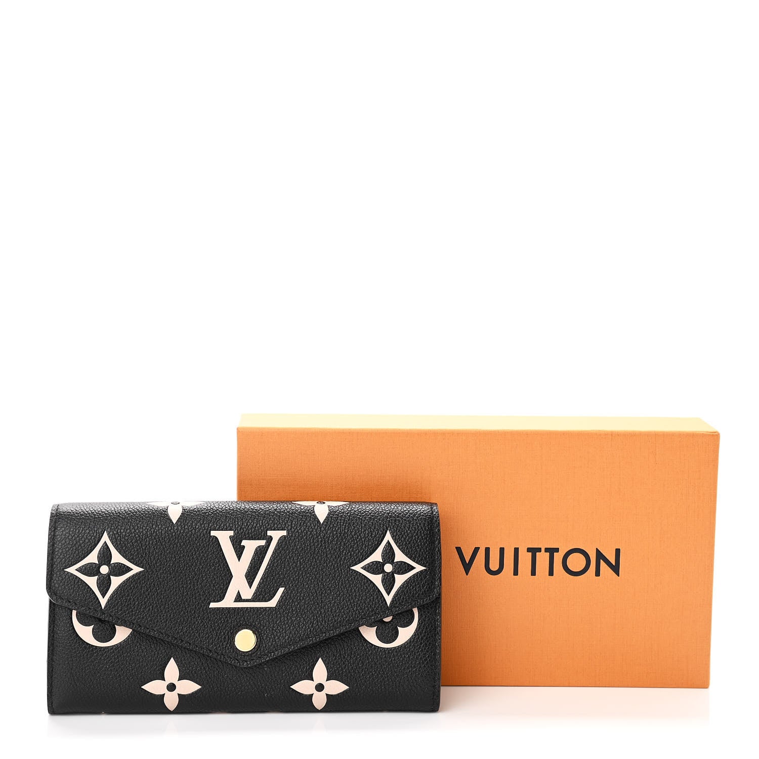 Louis Vuitton Monogram Empreinte Giant Sarah Wallet Black Beige 7 of 7