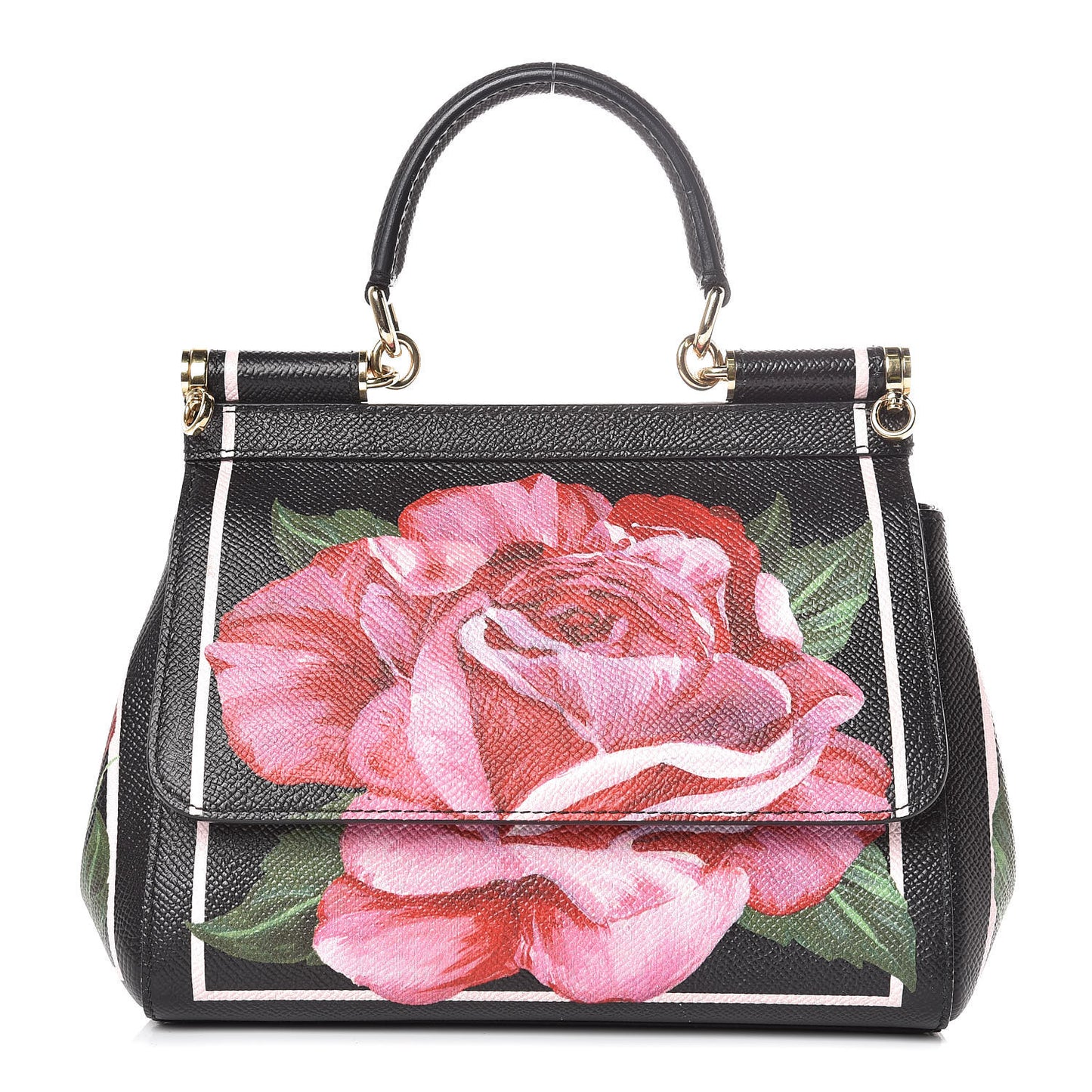 Dauphine Rose Print Small Miss Sicily Satchel Black