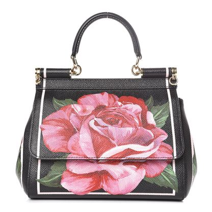 Dolce & Gabbana Dauphine Rose Print Small Miss Sicily Satchel Black 1 of 11