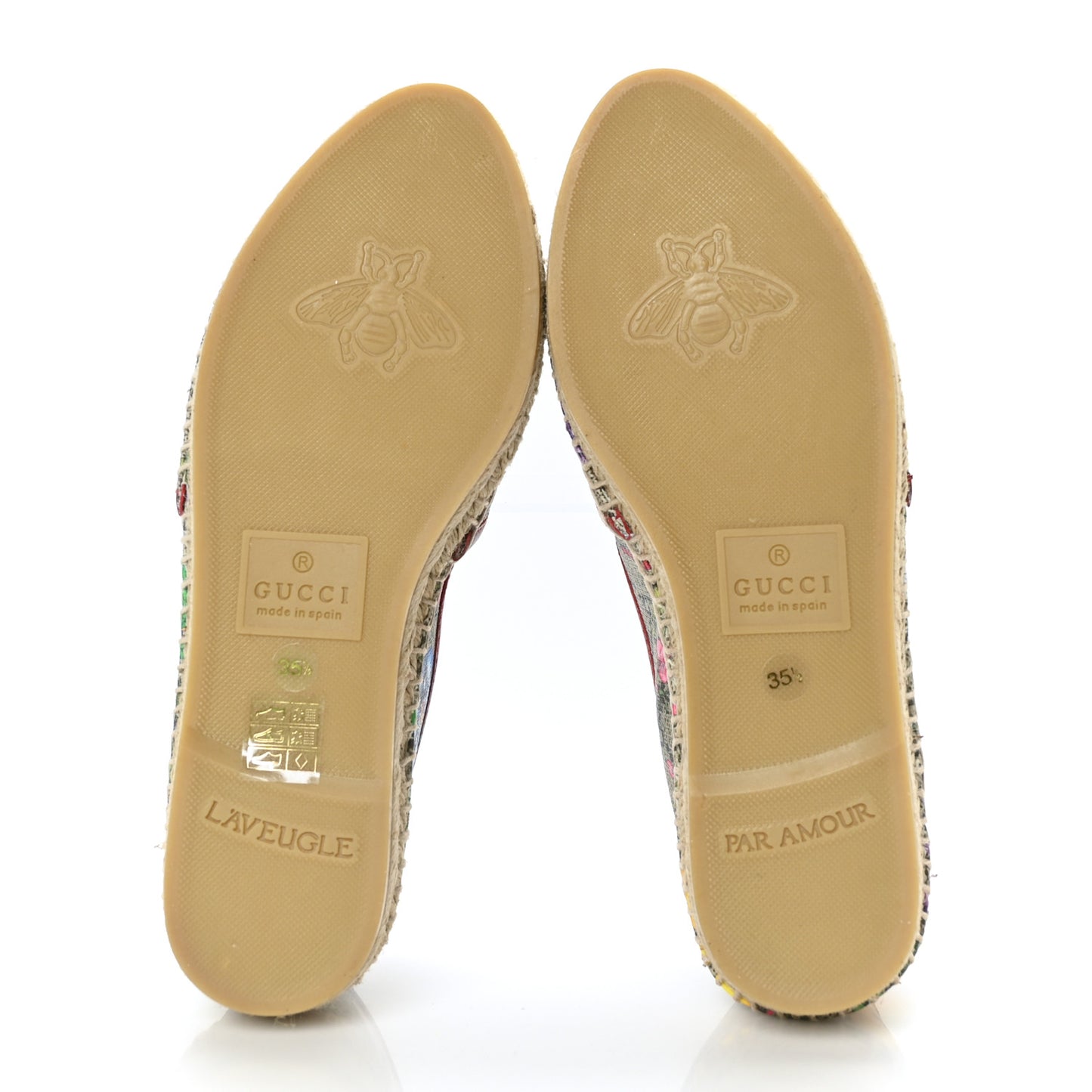 GG Supreme Monogram Tian Womens Espadrilles 35.5 Beige Multicolor Red