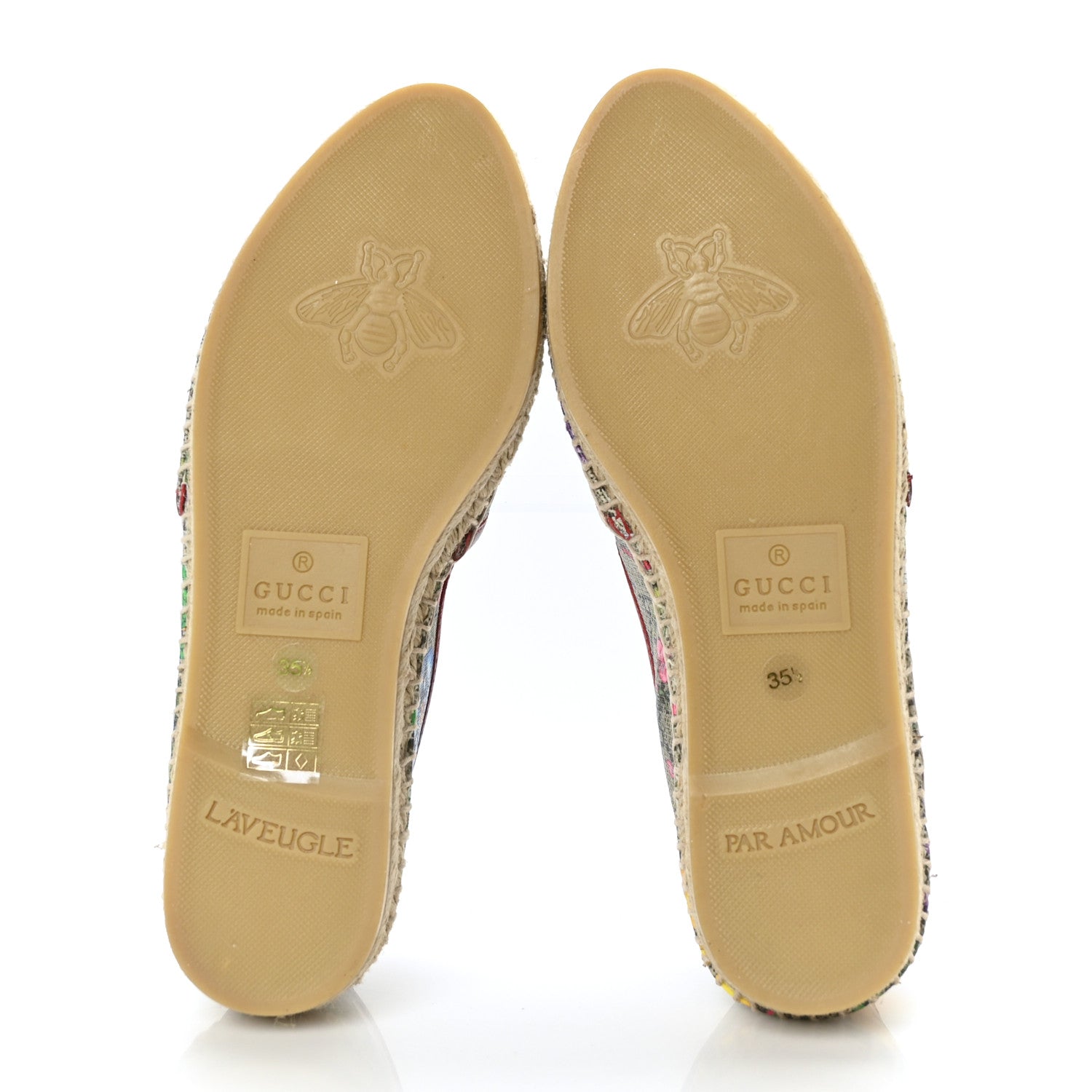 Gucci GG Supreme Monogram Tian Womens Espadrilles 35.5 Beige Multicolor Red 5 of 9