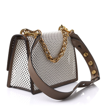 Fendi Vitello Liberty Glossy Lambskin F is Fendi Perforated Kan U Shoulder Bag White Ice Rust Maya 3 of 9