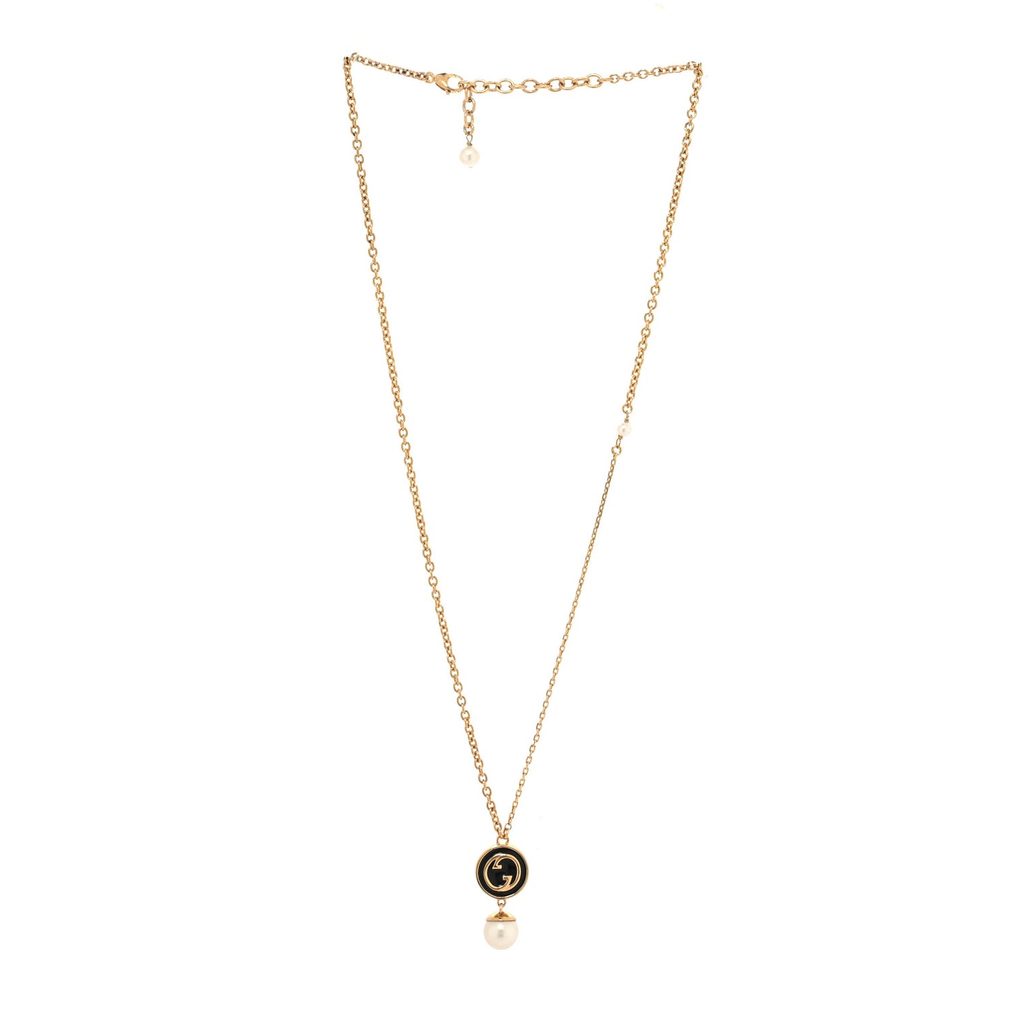 Metal Pearl Blondie Pendant Necklace Gold Black