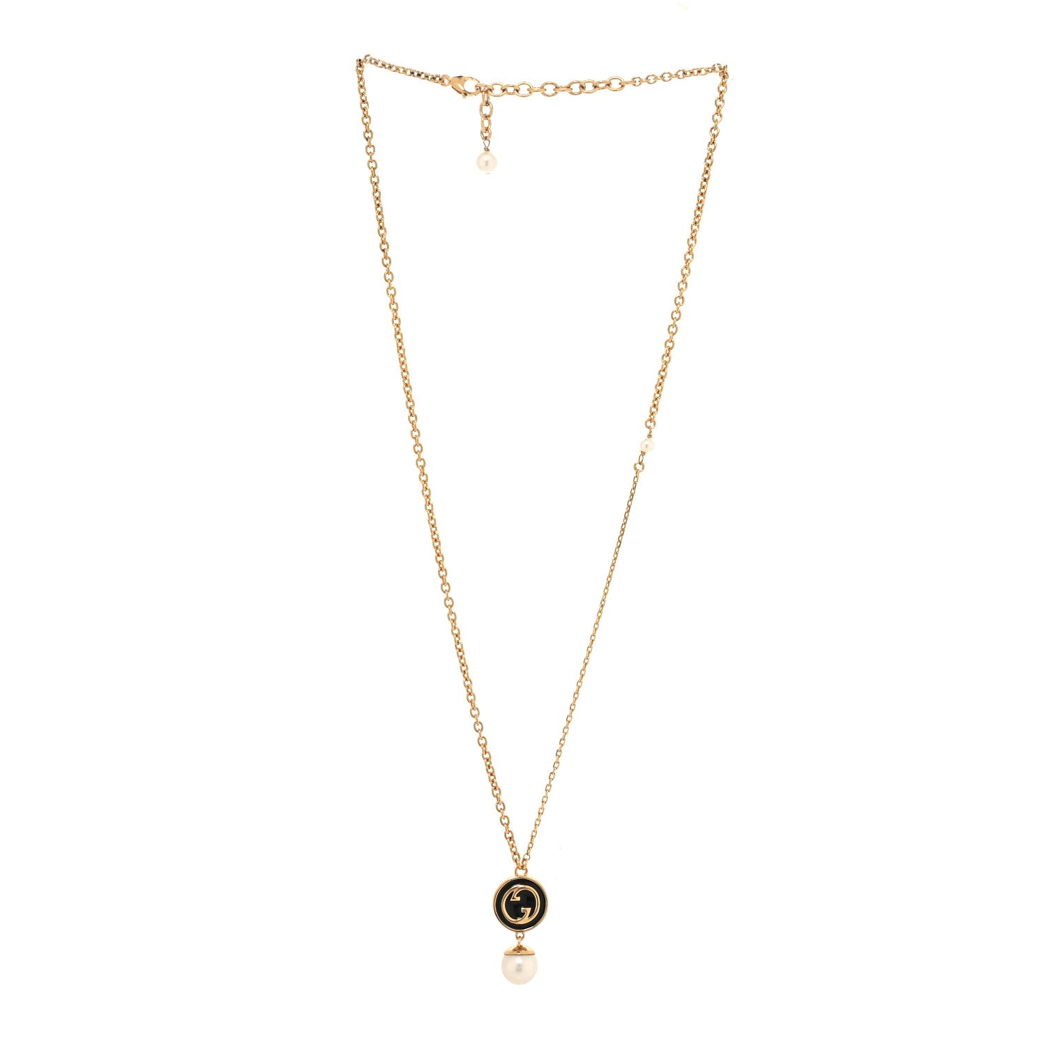 Gucci Metal Pearl Blondie Pendant Necklace Gold Black 3 of 5