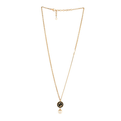 Gucci Metal Pearl Blondie Pendant Necklace Gold Black 3 of 5